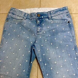 Stella McCartney Light Blue Denim Bootcut Jeans with White Star Embroidery